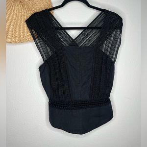 Rebecca Minkoff black cotton/linen Tank